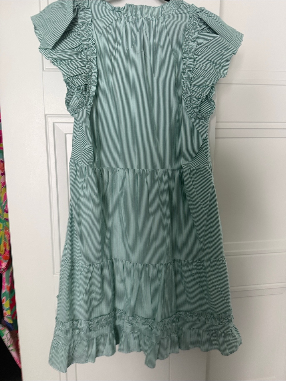 NWT Vineyard Vines Striped Ruffle Neck Dress Size Large - Picture 8 of 10
